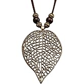 Bjesinmo Leather Necklace for Women Long Boho Pendant Hippie Choker Necklace Bohemian Layered Leather Rope Wooden Jewelry Gifts