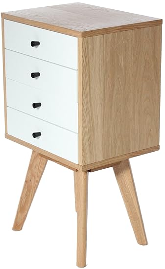 Charles Jacobs 4 Chest Drawers Solid Oak Wood Legs White Matt