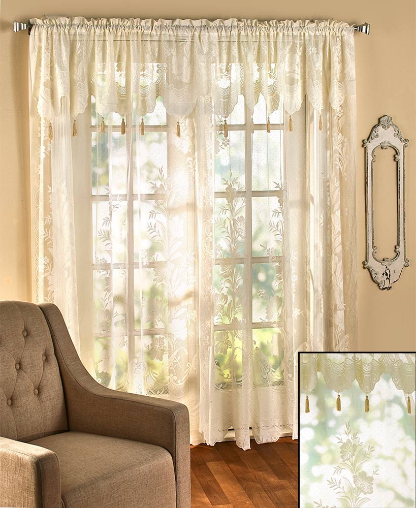 The Lakeside Collection 84" Lace Curtain with Attached