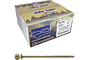 Jake Sales #15 x 6 Construction Lag Screw Exterior Coated Torx/Star Drive Heavy Duty Structural Lag Screw Far Superior to Common Lag Screws (Full Box 400 Screw Count) Modified Truss Washer Head