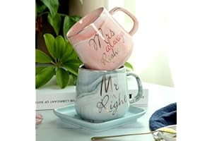 Mr and Mrs Couple Coffee Mugs - Best Wedding Gift Bridal Shower Engagement Gifts Set for Bride, Anniversary Birthday Valentin
