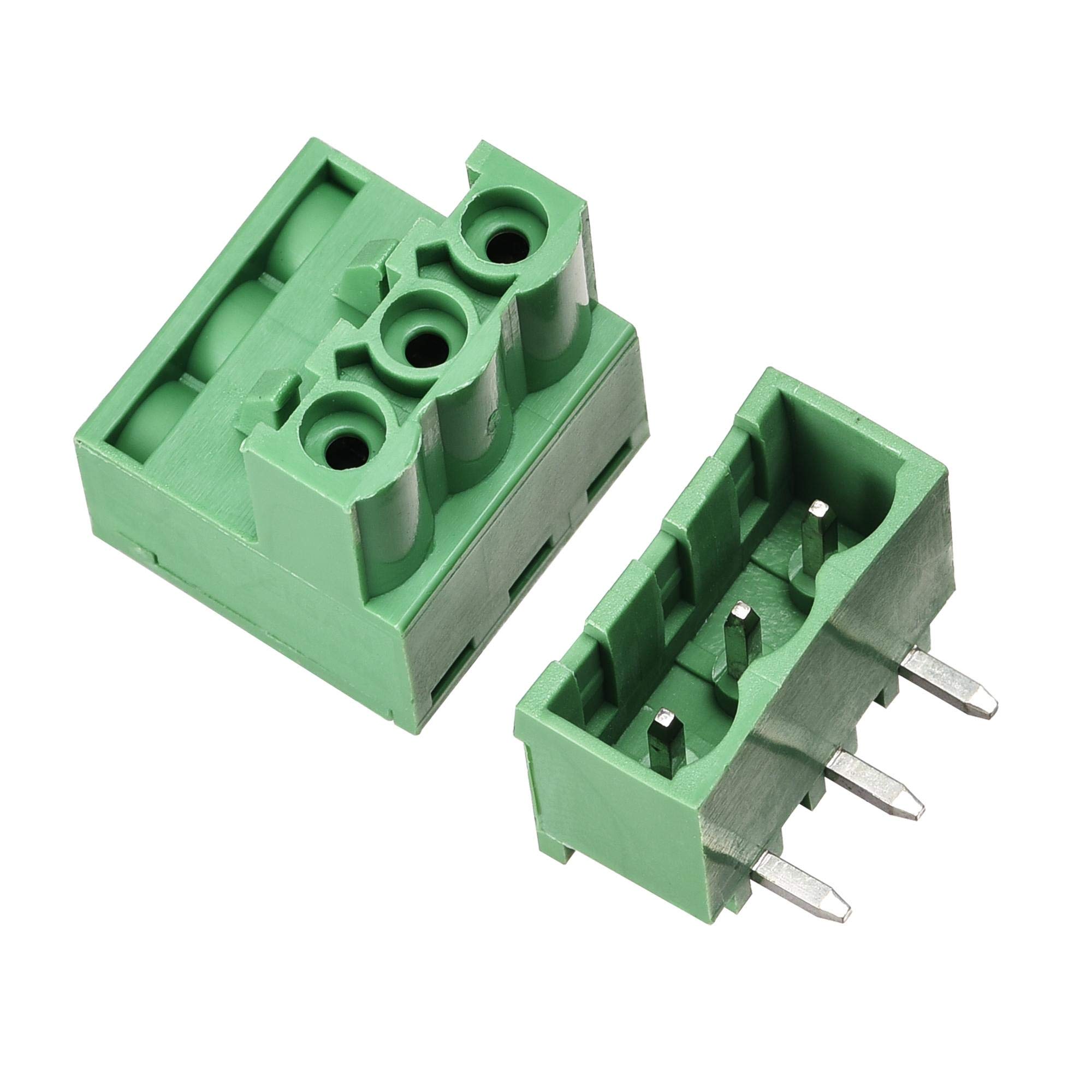 sourcing map 3-Pin 5.08mm Pitch Right Angle PCB Screw Terminal Block Connector 20 Sets