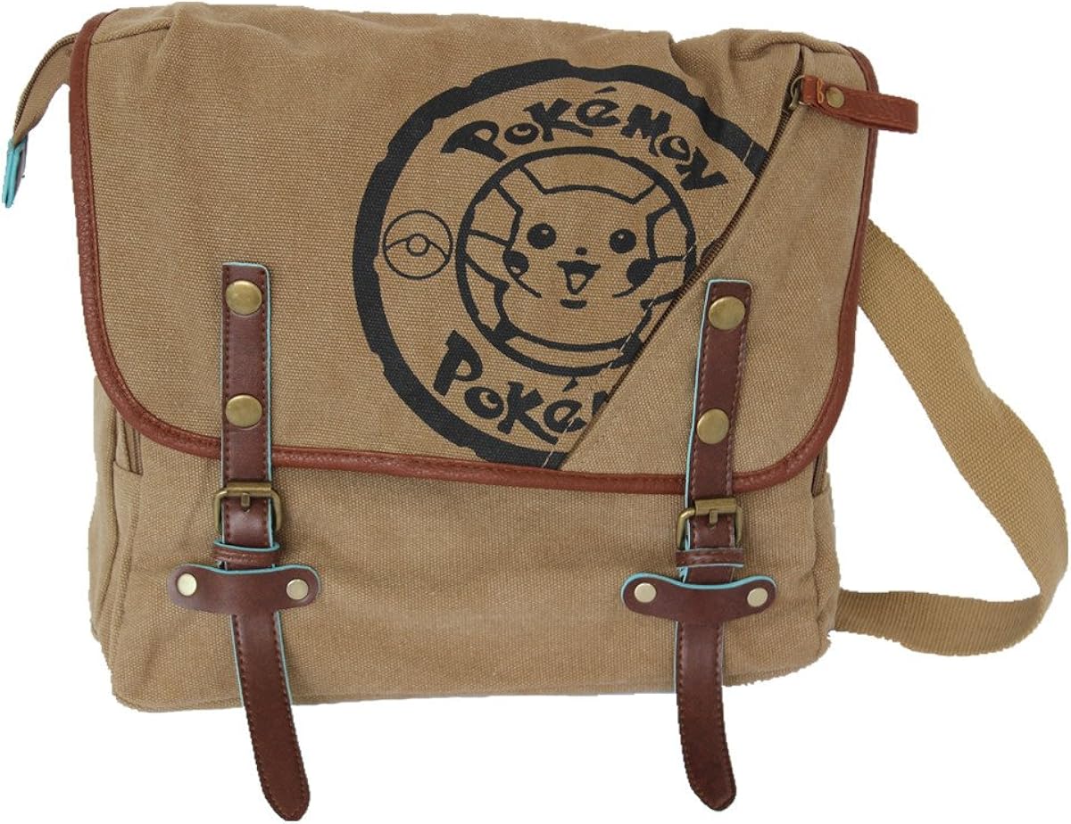 Pokemon Pikachu Canvas Messenger Bag Shoulder Aslant Bag Brown