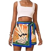MakeMeChic Women's Floral High Waist Skirt Wrap Knot Side Summer Short Skirts