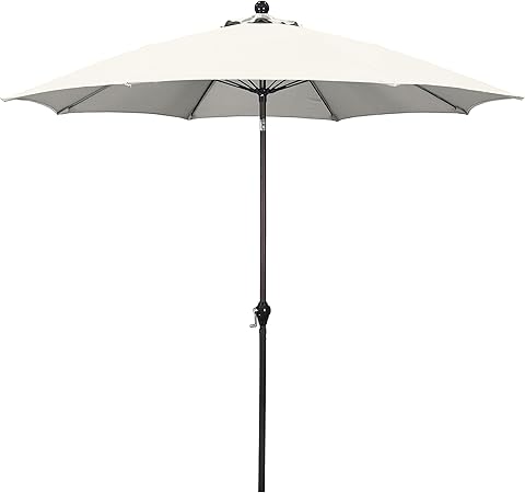 Amazon Com California Umbrella 9 Round Aluminum Pole Fiberglass Rib Umbrella Crank Open Push Button 3 Way Tilt Bronze Pole Natural Patio Umbrellas Garden Outdoor