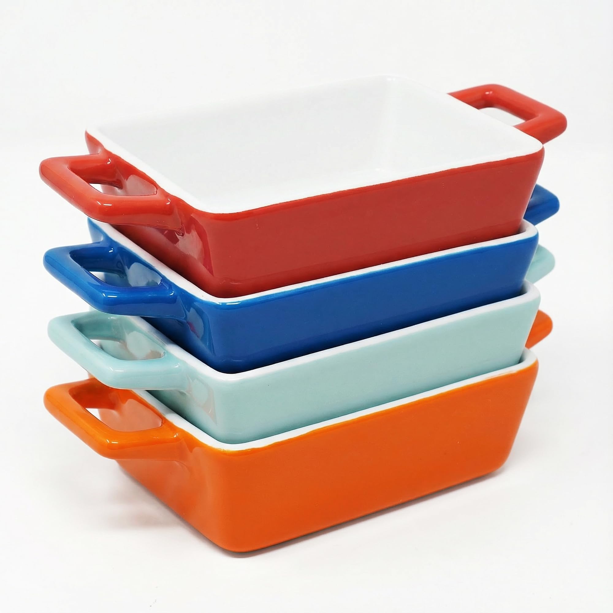 Joeji’s Kitchen Mini Rectangle Ceramic Baking Dishes Set of 4, 325 ml Individual Oven Dishes for Lasagne, Pie, and Casserole