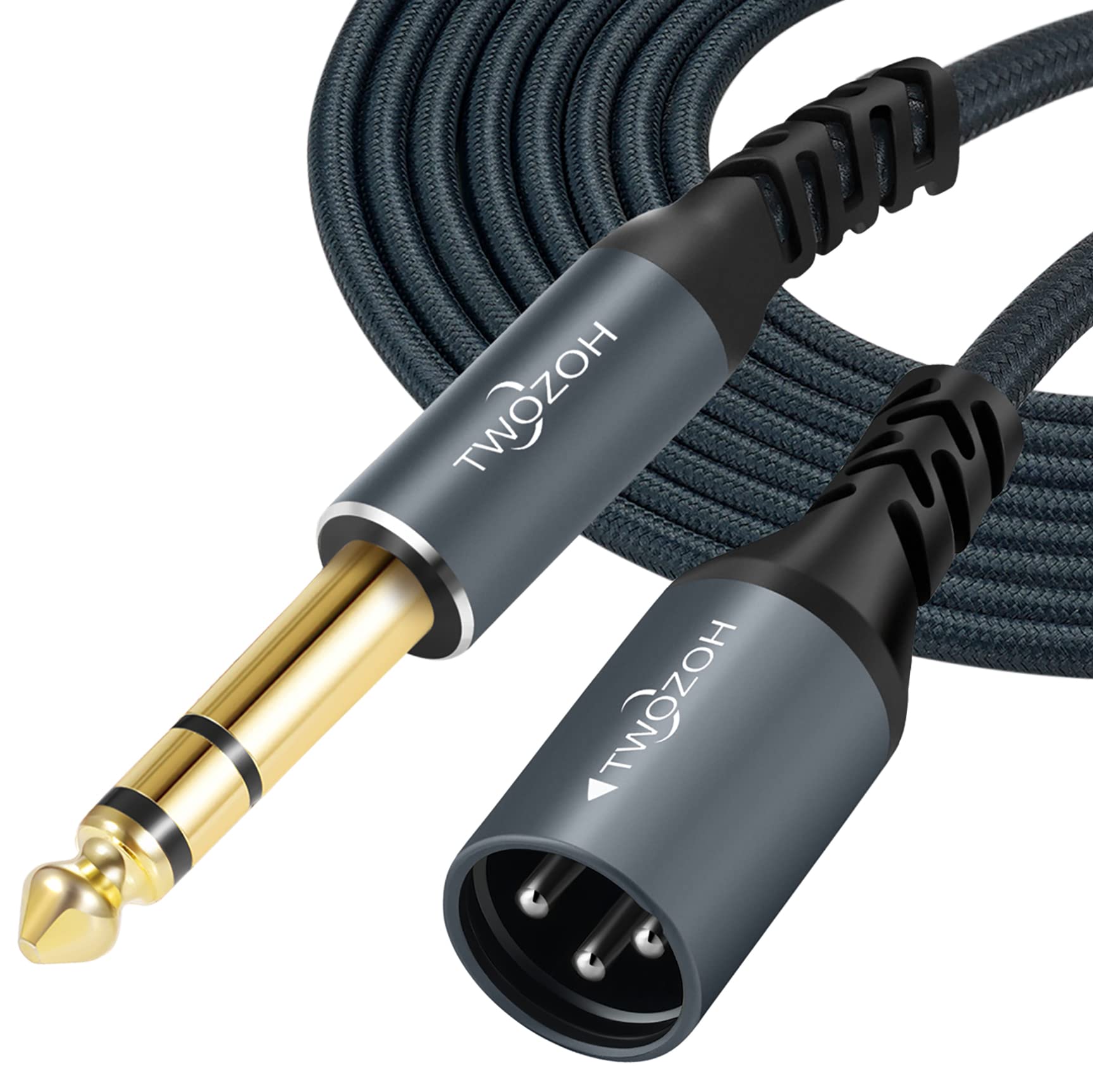 Twozoh Jack 6.35mm to XLR Male 3Pin Audio Cable 10M, Braided XLR Male to 1/4 TRS Stereo Guitar Cable (Professional/HiFi)