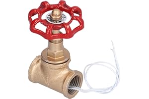Vintage Steampunk 1/2in Stop Valve Light Switch, Industrial Pipe Lamp Switch with Wire, Retro Red Handle Valve for Water Pipe
