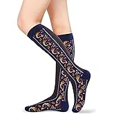 Benefeet Sox Knee High Socks Women Vintage Floral Cotton Long Socks Over the Calf Tube Sock for Girls