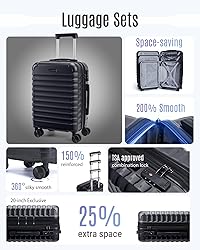 LIGHT FLIGHT Luggage Sets, 3 Piece Durable Suitcase
