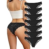 Cinvik Lace Bikini Underwear for Women Silk Panties Sexy Lingerie Sexy Panties Seamless Comfortable Colorful Female Pack