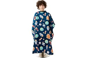 SALON SUPPLY CO Kids Hair Cutting Cape - Outer Space Print, Water-Resistant Salon Cape with Snap Closure - Lightweight Barber Cape for Children’s Haircuts - Fun Kids Hairdresser Cape for Salon or Home Use