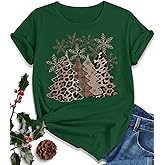 EUOW Christmas Shirts for Women Family Santa Graphic T Shirts Short Sleeve Funny Xmas Holiday Print Tee Tops