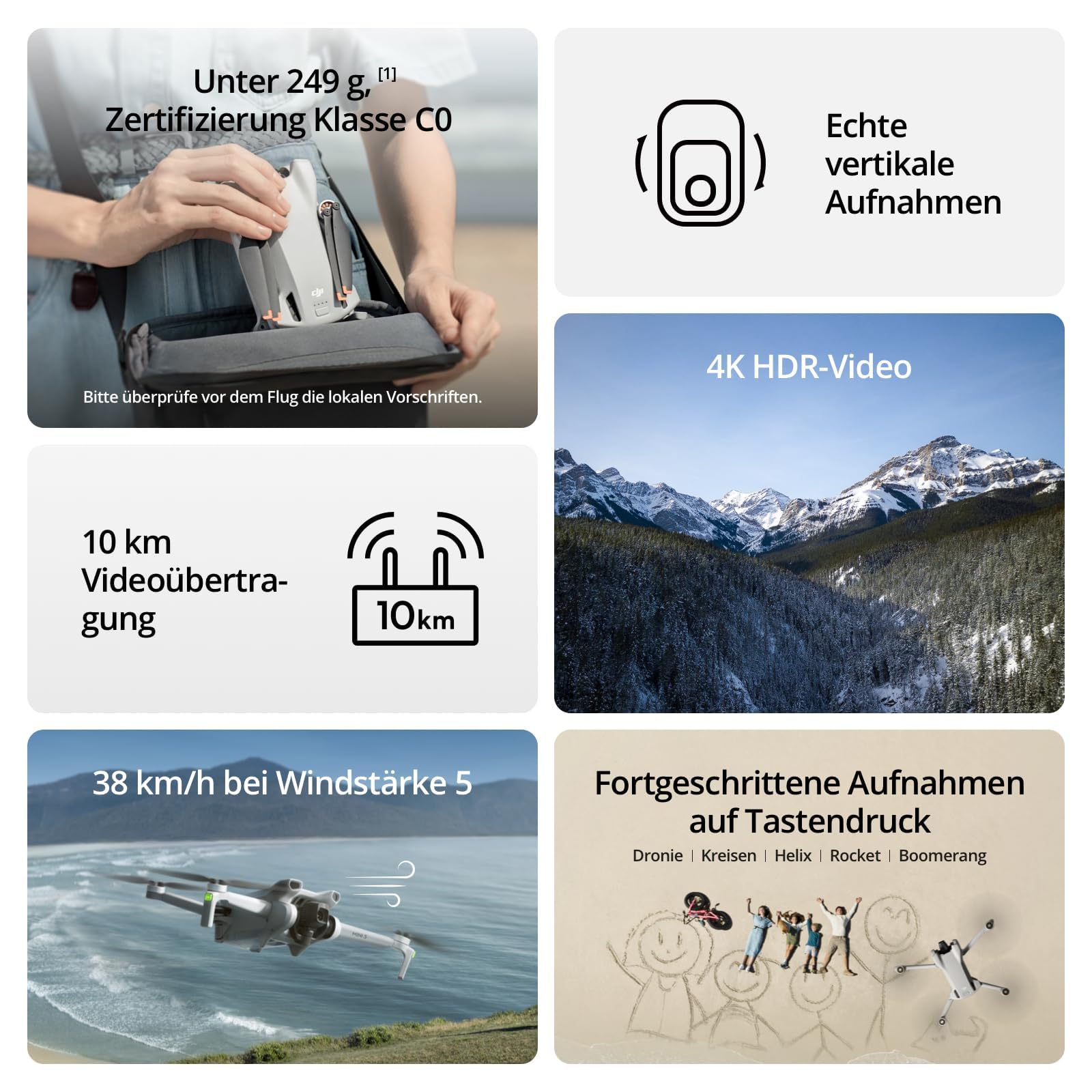 DJI Mini 3 Fly More Combo (DJI RC) – Ultraleichte, Faltbare Mini Drohne mit Kamera 4K HDR, Bis zu 114 Min Flugzeit (3 Akkus), Vertikalaufnahmen, 3-Achsen-Gimbal, 10 km HD-Übertragung, C0 2