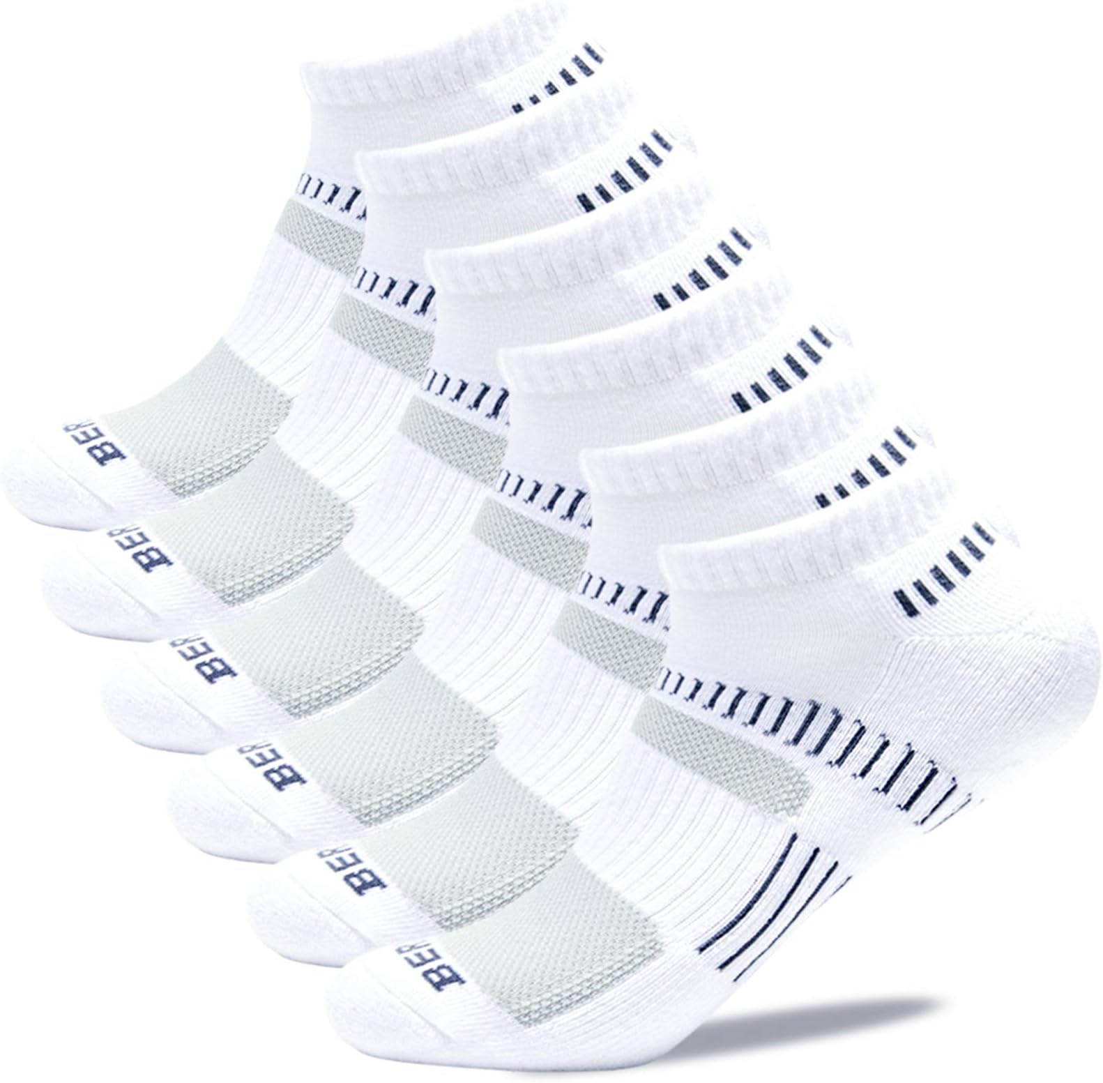 BERINGMen's Low Cut Athletic Ankle Socks (6 Pairs)