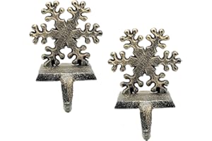 MEDOORE 2 Pieces Snowflake Christmas Stocking Holder Christmas Hooks Skid Mantel Hooks Hanger for Fireplace Free Standing Christmas Decorations