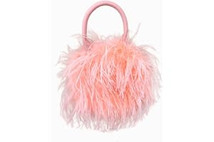 LVCOMEFF Ostrich Feather Purse for Women Evening Clutch Mini Purse for Wedding Party Prom Banquet
