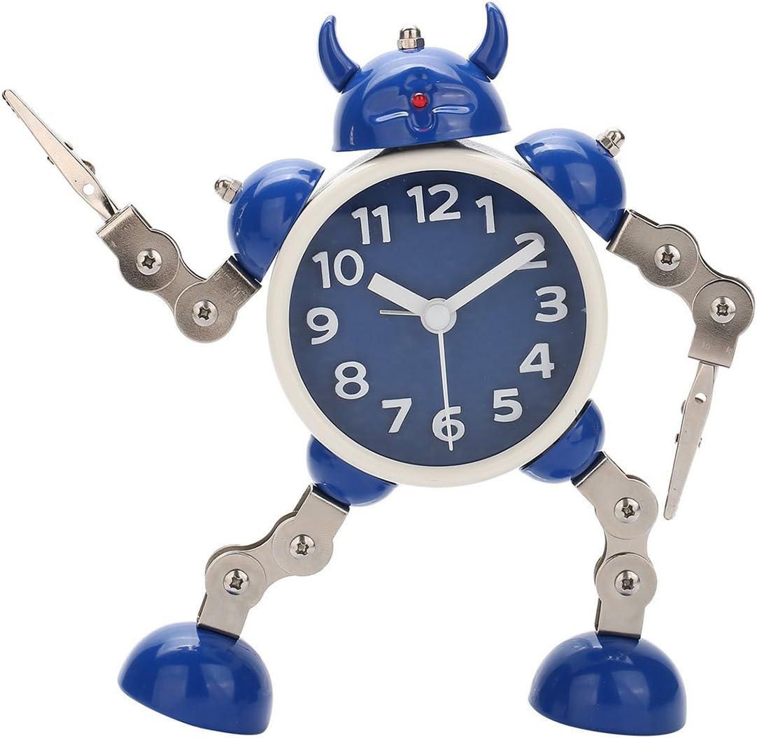 Amazon Com Modern Robot Kids Alarm Clock Analog Time Silent Light Clock With Flashing Eye And Hand Clip Home Kitchen