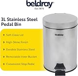 Beldray Small Round Stainless Steel Pedal Bin 3L Soft Close With Inner Bucket view 2