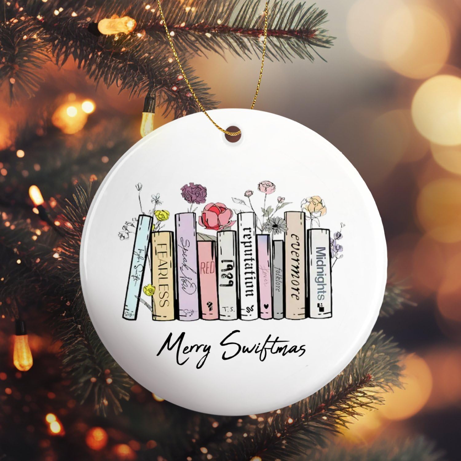 Ornaments - Merry Swiftmas Taylor Album As Books Ornament - Swiftea Taylor ERAS Album Christmas Ornament - 3