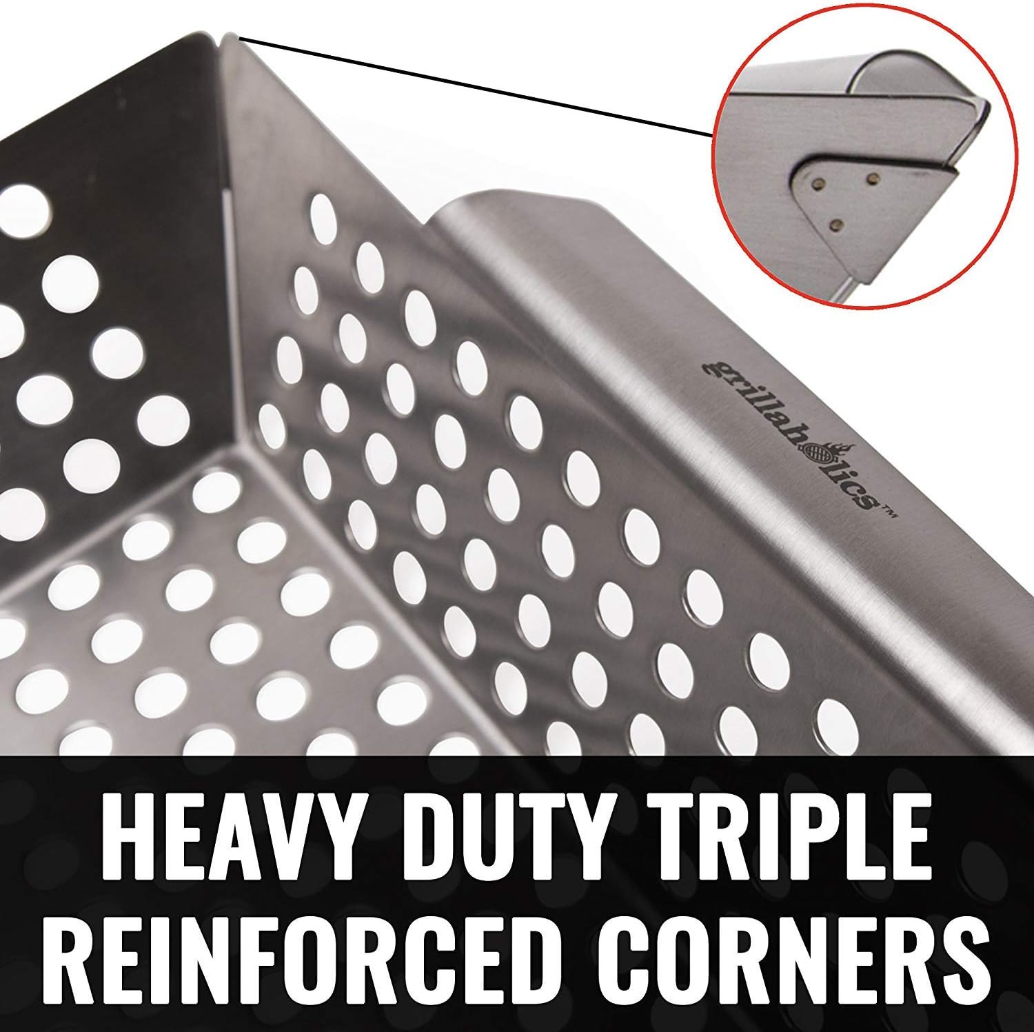 Grillaholics Heavy Duty Grill Basket - Large Grilling Basket for More Vegetables - Stainless Steel Grilling Accessories Built to Last - Perfect Vegetable Grill Basket for All Grills and Veggies : Garden & Outdoor