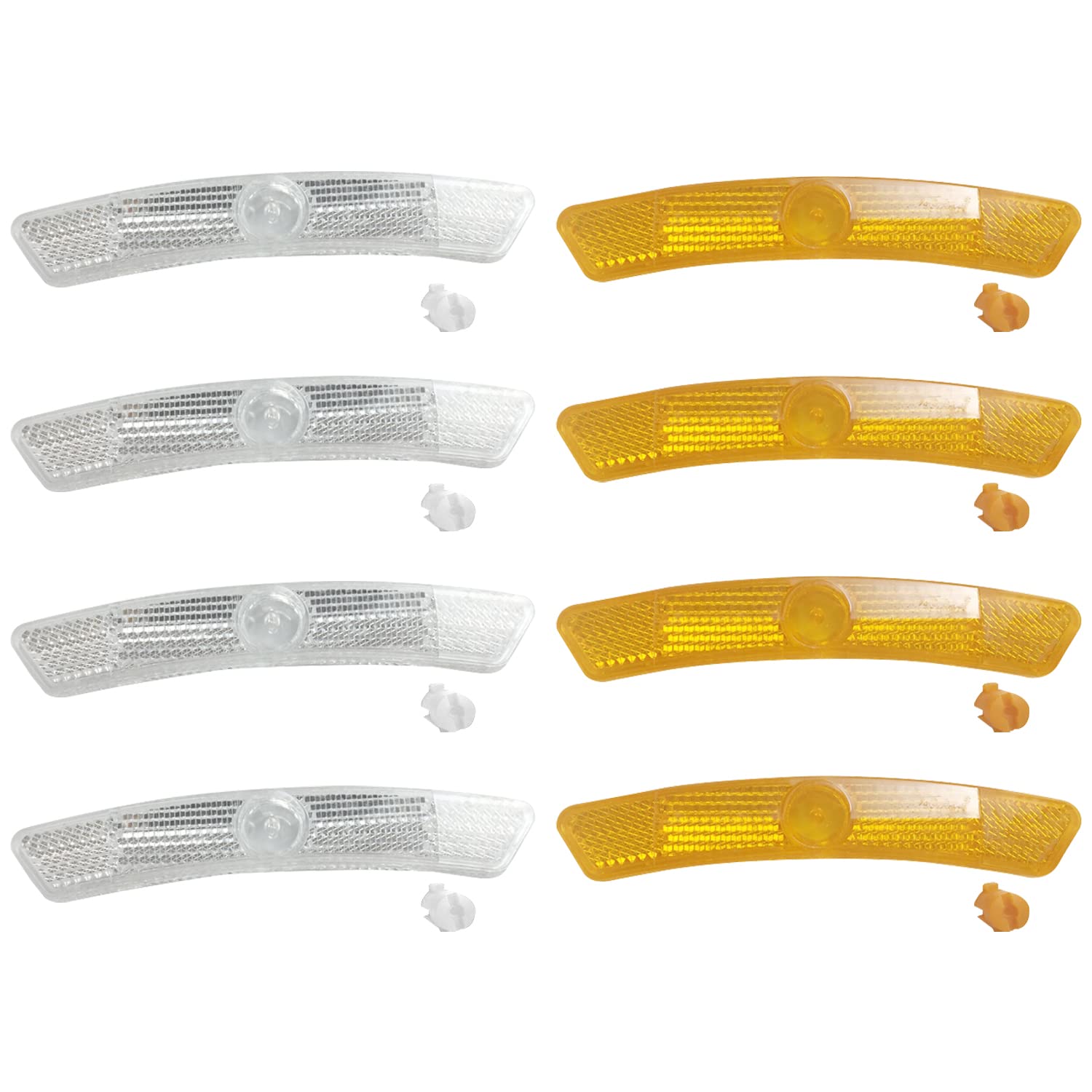 MUEEAD 8pcs Bicycle Reflectors, Spoke Reflectors, Cat Eye Reflectors,Suitable for bicycles with spoked wire wheels (Yellow, White)