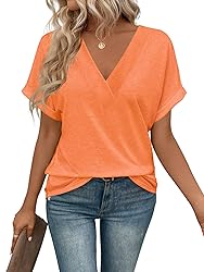 EyMuse T Shirts for Women Short Sleeve V Neck Basic