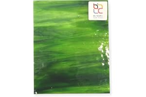 Wissmach Stained Glass Sheet: Light Green w/Streaks of Dark Green (8"x12"-1 sheet) by BiNARi Glass Studio