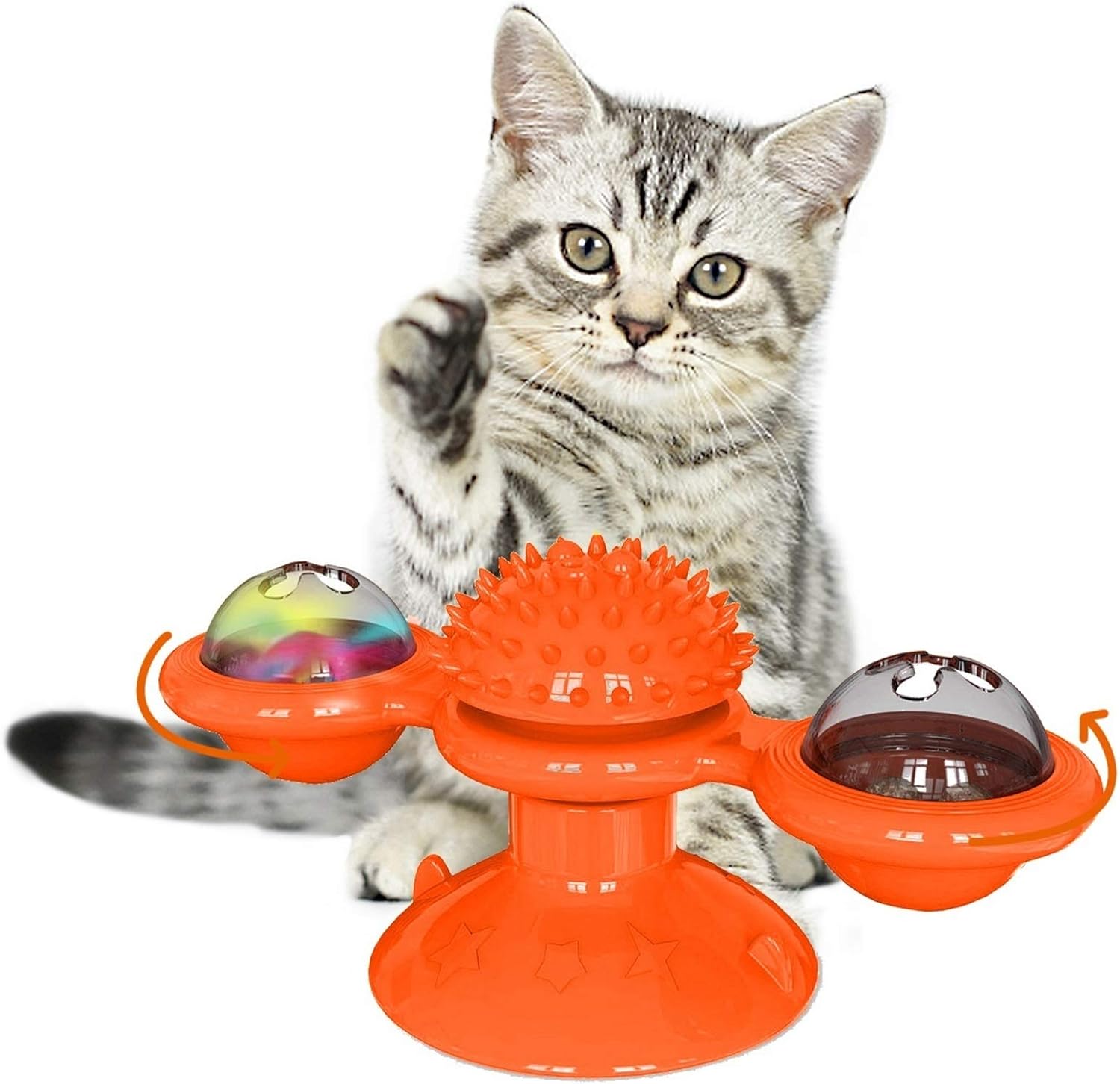 KZOBYD Windmill Cat Toy Turntable Teasing Toys with LED/Catnip Ball