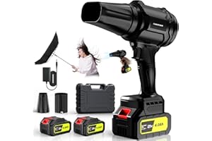 YUQUESEN Cordless Leaf Blower, 980,000 RPM Handheld Leaf Blower with 2 X 4.0Ah Batteries & Charger, Lightweight Leaf Blowers for Patio Cleaning, Lawn Care, Leaves, Dust - Dark