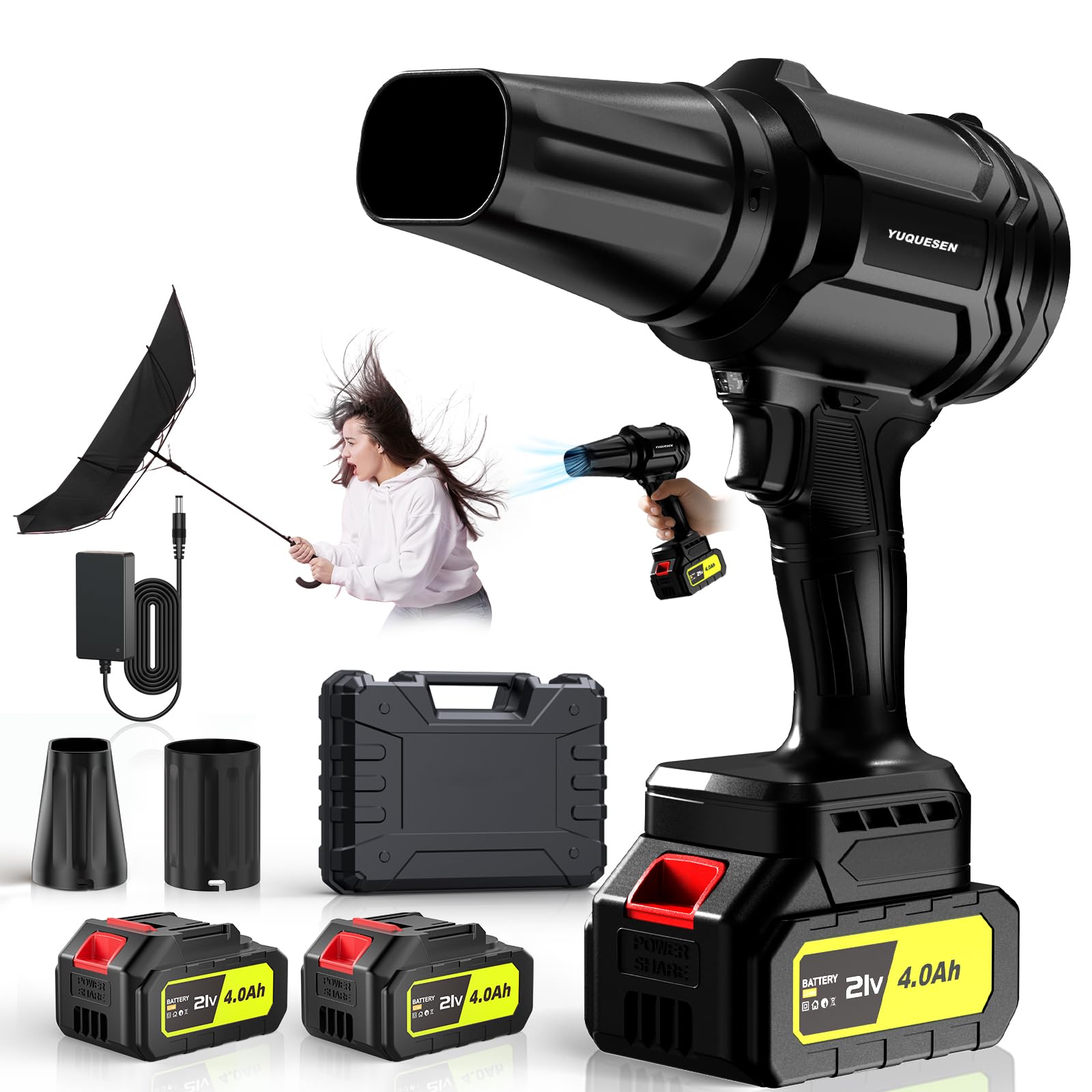 Photo 1 of Cordless Leaf Blower, 980,000 RPM Handheld Leaf Blower with 2 X 4.0Ah Batteries & Charger, Lightweight Leaf Blowers for Patio Cleaning, Lawn Care, Leaves, Dust