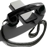 Opis Technology 60s Micro Retro Phone Handset for Smartphones, Black | Turns your cell into a corded receiver. Office desk accessory, plug in and talk, no battery or pairing.