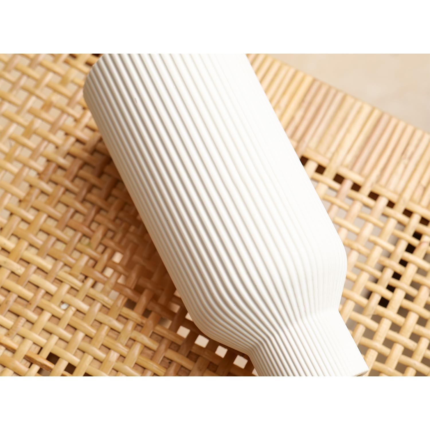 HEGELDA Vase, White Ceramic Vase Set of 3 - Minimalist Modern Home Decor for Desk, Shelf, and Table - Aesthetic Flower Vases for Entryway, Mantle, and Bookshelf (8" H, 6.8" H, 5.7" H) - Image 8