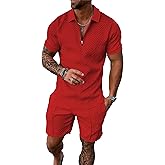 BIRW Men‘s Track Suits 2 Piece Summer Short Sets Outfits Fashion Polo Shirt Casual Short Sleeve and Shorts set