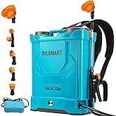 Sylsmart Battery Powered Backpack Sprayer 4 Gallon, 120PSI Adjustable Pressure & Lightweight Electric Sprayer, Garden Weed Yard Lawn Sprayer with 5 Spray Nozzles