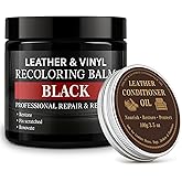 Laxmorph Leather Color Restorer, Leather Recoloring Balm, Scratch Remover, Leather Dye, Leather Paint with Leather Conditioner, Leather Repair Kit for Furniture Couches Car Seats Shoes,Black