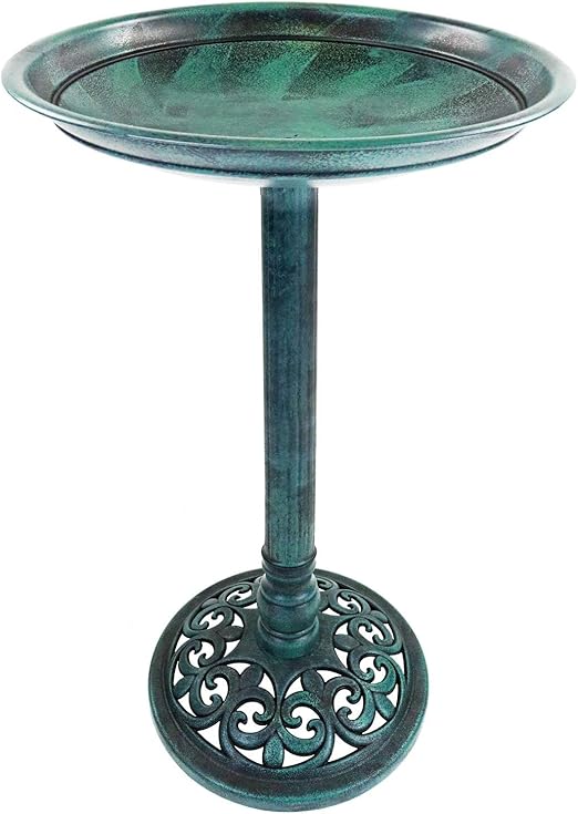 Oypla Traditional Ornamental Garden Pedestal Bird Bath Outdoor Water