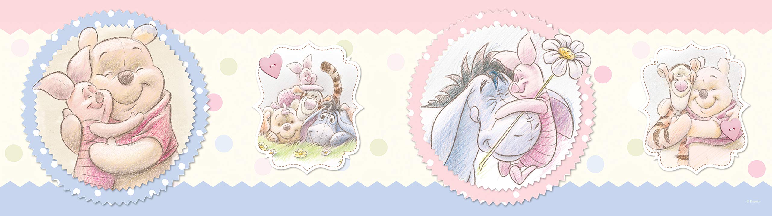 Winnie The Pooh and his Friends, self-Adhesive Border in The Room for a boy, Girls, Children's Room, 5 m x 14 cm, WBD 8066