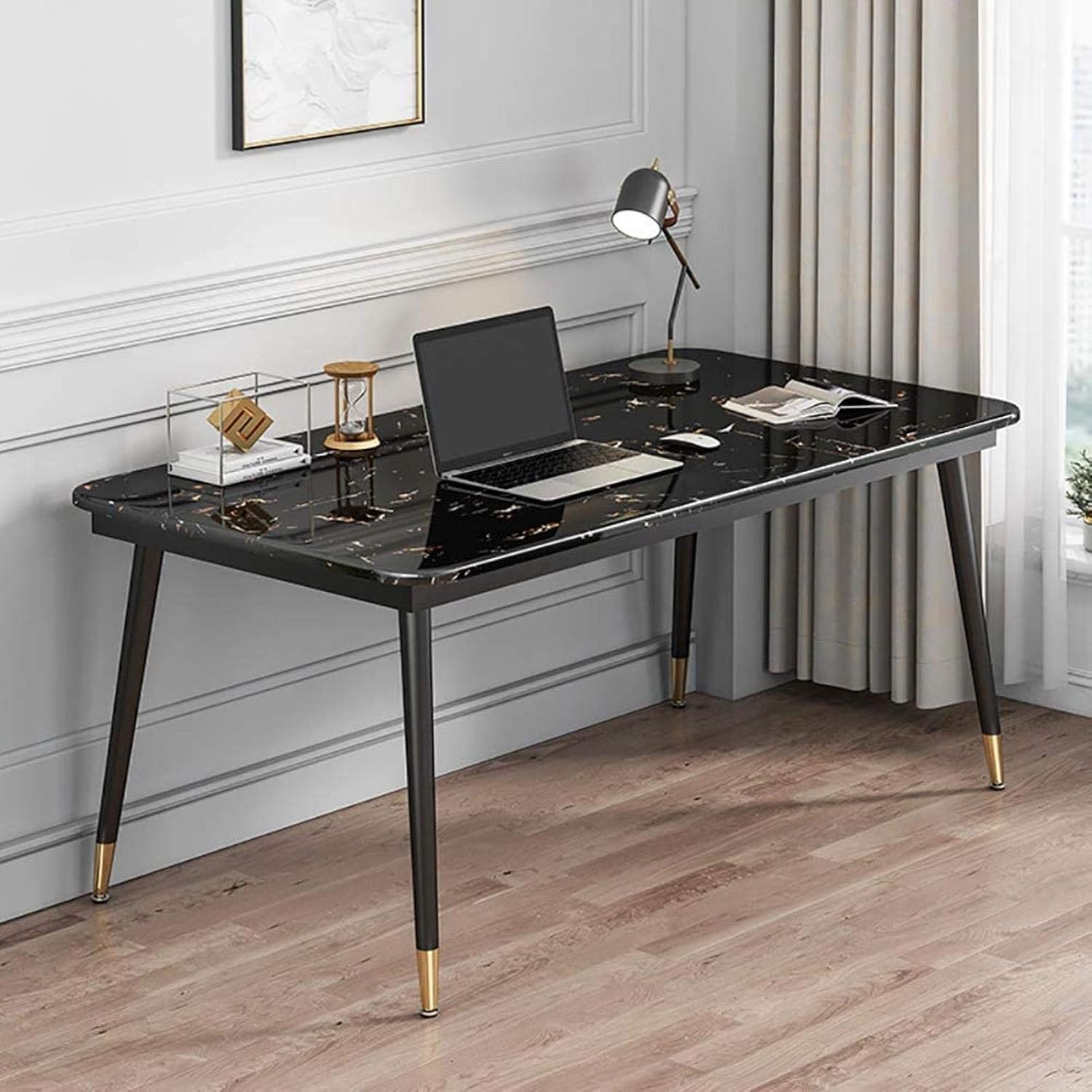 Simple Writing Desk, Simple Style PC Desk，Modern Computer Desk,White Marble