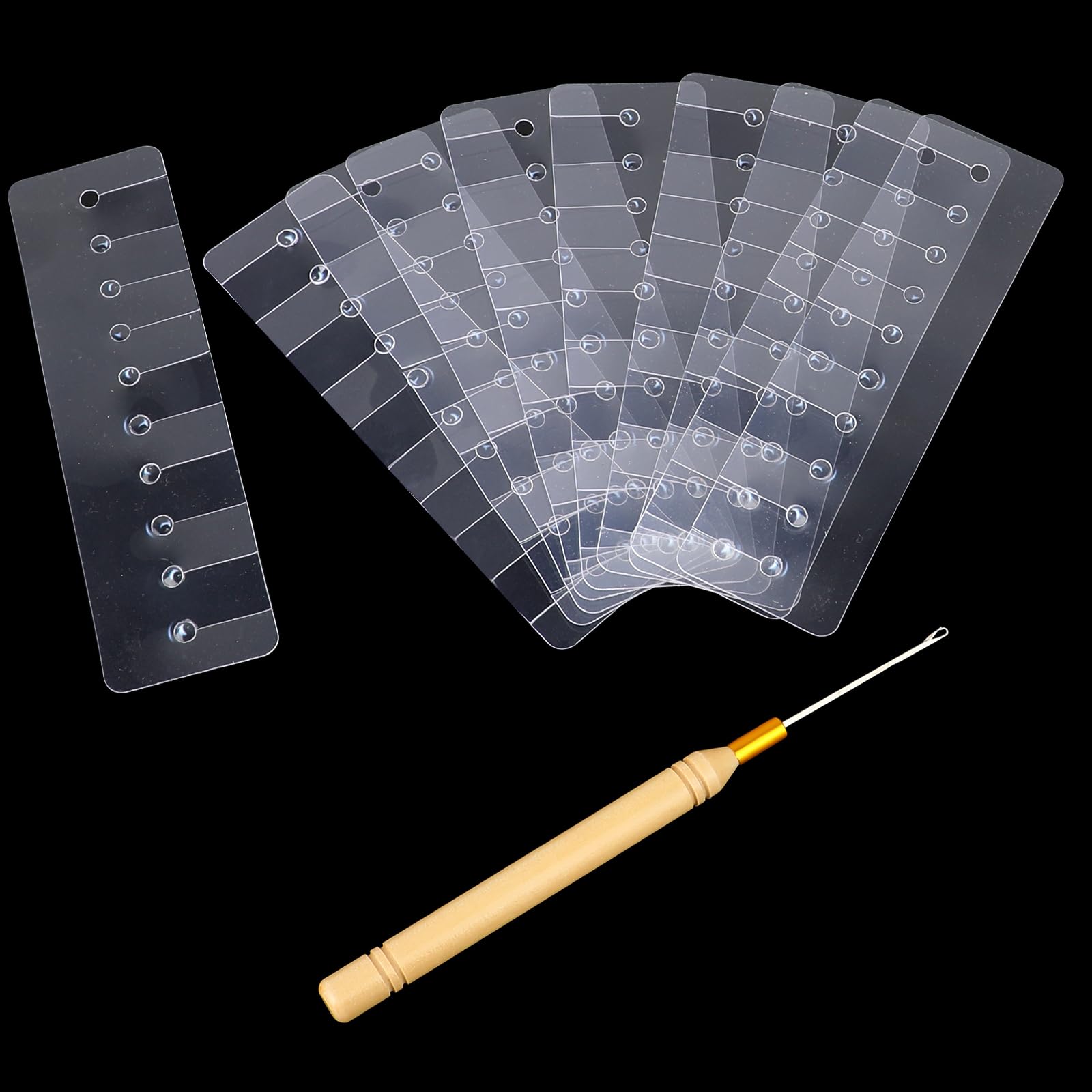 Photo 1 of 11 Pcs Heat Shield Guards for Hair Extension with Hook Hair Extension Tool, Multi Hole Shield Spacers Fusion Glue Protector Templates, Pulling Needle for Hair Extensions