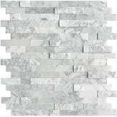 SUNWINGS 5-Sheet Peel and Stick Mosaic Natural 3D Stone Self Adhesive Marble Tiles, 11.5" x 10.7" Stick on Backsplash for Kitchen Bathroom Fireplace Vanity, Mixed Gray
