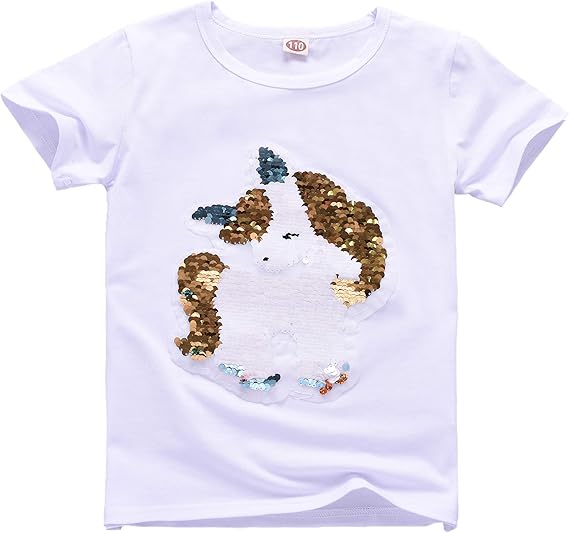 Amazon フラッシュフリップスパンコール女の子の T シャツトップショートスリーブ 3 12 歳に適しています Tシャツ カットソー 通販