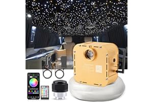 SUNKENET 32W Twinkle Starlight Headliner Kit, 1000pcs*0.03in*13.1ft LED Fiber Optic Lights Kit, Star Ceiling Light+10 Crystals+Adapter+Car Use Plug for Car Roof/Home with APP/Remote/Music Mode