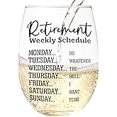 LITTLEBIGGER Retirement Gift for Woman – 15 Oz Wine Glass, Dishwasher Safe, Scratch-Resistant, Funny Weekly Schedule, Retirement Gifts for Women, Mom, Aunt, Friend, or Coworkers