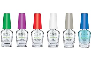 SNS HEALTHY NATURAL NAILS SNS Base Coat Nail Polish for Nail Dip Powder Set, 6 Pack - Long-Lasting & Fast-Drying Nail Strengtheners Gel Base for Colors - Low-Odor Dipping Powder Polish, No UV Lamp Required, 0.5 Oz