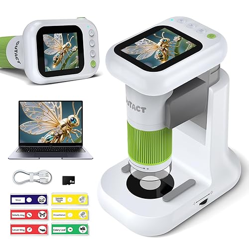 1000X Digital Microscope for Kids, 3 in1 Portable Handheld Microscope With 2.4“ HD Screen & SD Card for Photo/Vedio, Stem Educational Science Kit Toys for 3-12 Age Years Old Children
