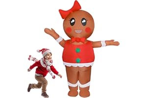 DAHAKII Christmas Inflatable Gingerbread Man Costume Gingerbread Lady Blow-Up Costume Outfit for Adult/Christmas Parade (Gingerbread Woman)