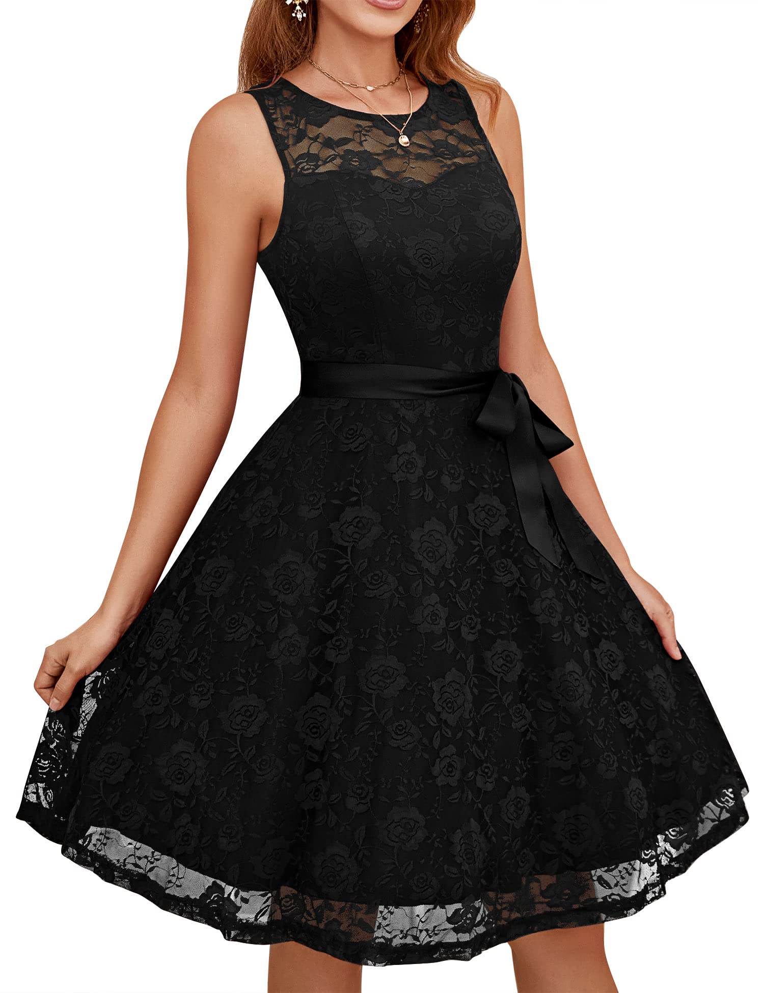 Dressystar Women's Floral Lace Short Bridesmaid