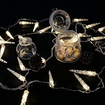 HG® 10M 40 LED Eiszapfen Eisregen Lichternetz Lichterkette 31V Wasserdicht warmweiß für Weihnachten Wedding außen Schaufenste