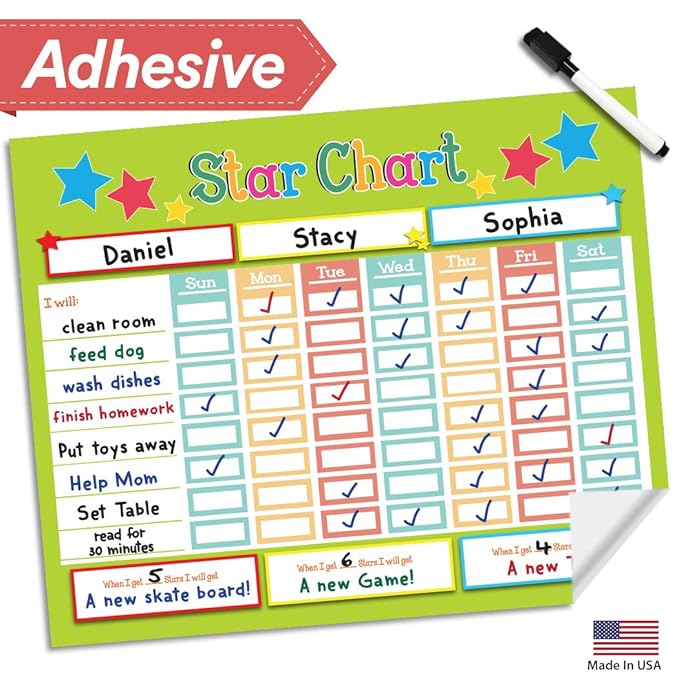 Reward Chore Star Chart Children Dry Erase Vinyl Decal Wall Sticker Reward Chore Star Chart Children Dry Erase Vinyl Decal Wall Sticker